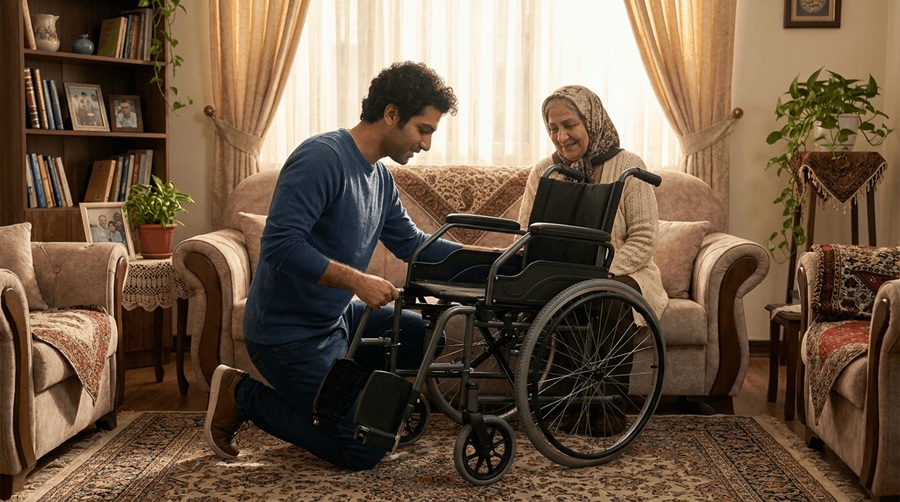 8. زیرپایی و دسته‌ها زیرپایی مناسب باعث راحتی پاها و حفظ وضعیت نشستن می‌شود. در بسیاری از ویلچرهای تاشو، زیرپایی قابلیت چرخش، باز شدن یا جدا شدن دارد. این ویژگی برای جابه‌جایی بیمار از تخت به ویلچر یا از ویلچر به صندلی بسیار کاربردی است. دسته‌های ویلچر نیز باید راحت و مقاوم باشند. برخی مدل‌ها دسته ثابت دارند و برخی دسته متحرک یا جداشونده. دسته متحرک برای انتقال بیمار راحت‌تر است. ویژگی‌های مفید در این بخش: زیرپایی قابل تنظیم زیرپایی تاشو یا جداشونده دسته نرم و مقاوم دسته متحرک برای جابه‌جایی آسان‌تر ارتفاع مناسب برای نشستن راحت 9. قابلیت حمل و جمع شدن چون هدف اصلی خرید ویلچر تاشو، حمل و نگهداری آسان‌تر است، حتما قبل از خرید مکانیزم جمع شدن آن را بررسی کنید. یک ویلچر تاشو خوب باید: راحت باز و بسته شود. بعد از جمع شدن فضای کمی بگیرد. هنگام باز شدن قفل و پایداری مناسبی داشته باشد. در حالت باز لق نزند. برای قرار گرفتن در صندوق خودرو مناسب باشد. اگر قرار است ویلچر زیاد در ماشین گذاشته شود، بهتر است قبل از خرید ابعاد جمع‌شده آن را با فضای صندوق خودرو مقایسه کنید. 10. استفاده در خانه یا بیرون از منزل نوع استفاده تاثیر زیادی در انتخاب ویلچر دارد. ویلچری که فقط برای داخل خانه استفاده می‌شود، باید سبک، کم‌عرض و دارای چرخ‌های روان باشد. اما ویلچر مناسب بیرون از منزل باید استحکام بیشتر، چرخ‌های مقاوم‌تر و ترمز مطمئن‌تری داشته باشد. برای استفاده داخل منزل: عرض کم‌تر وزن مناسب چرخ‌های کوچک و روان چرخش آسان در فضای محدود عبور راحت از درها برای استفاده بیرون از منزل: فریم مقاوم‌تر چرخ‌های محکم‌تر ترمز قوی‌تر نشیمن راحت‌تر تحمل وزن بالاتر 11. کیفیت ساخت و برند ویلچر وسیله‌ای است که مستقیما با ایمنی کاربر ارتباط دارد. بنابراین خرید از برند معتبر و فروشگاه قابل اعتماد اهمیت زیادی دارد. در زمان خرید به این موارد توجه کنید: کیفیت فریم و اتصالات روان بودن چرخ‌ها محکم بودن ترمزها کیفیت پارچه نشیمن موجود بودن قطعات یدکی گارانتی یا خدمات پس از فروش امکان تهیه زیرپایی، چرخ، ترمز و روکش یدکی خرید ویلچر بی‌کیفیت ممکن است در ابتدا ارزان‌تر باشد، اما در استفاده روزمره باعث ناراحتی، خرابی زودهنگام و حتی خطر زمین خوردن کاربر شود. ویلچر تاشو ساده بهتر است یا ارتوپدی؟ ویلچر تاشو ساده برای استفاده عمومی، جابه‌جایی کوتاه‌مدت و شرایط معمول مناسب است. اما ویلچر ارتوپدی معمولا امکانات بیشتری دارد، مثل زیرپایی متحرک، دسته متحرک، پشتی بهتر یا قابلیت‌های تنظیمی بیشتر. ویلچر ارتوپدی برای این افراد مناسب‌تر است: بیمارانی که نیاز به جابه‌جایی آسان از تخت به ویلچر دارند افرادی که مدت بیشتری روی ویلچر می‌نشینند سالمندانی که راحتی بیشتری نیاز دارند بیمارانی که بعد از جراحی یا شکستگی نیاز به حمایت بهتر دارند اگر استفاده از ویلچر موقتی و کوتاه‌مدت است، مدل ساده می‌تواند کافی باشد. اما برای استفاده طولانی‌تر، بهتر است مدل راحت‌تر و کامل‌تر انتخاب شود. ویلچر تاشو مناسب سالمندان برای سالمندان، ایمنی و راحتی مهم‌تر از هر چیز است. ویلچر سالمند باید ساده، پایدار، راحت و قابل کنترل باشد. ویژگی‌های مناسب برای سالمندان: ترمز قوی و قابل دسترس نشیمن راحت پشتی مناسب زیرپایی ایمن چرخ‌های روان وزن قابل قبول دسته‌های راحت عبور آسان از درهای منزل اگر سالمند ضعف تعادل دارد، بهتر است هنگام نشستن و برخاستن از ویلچر حتما ترمزها فعال باشند و همراه بیمار کنار او حضور داشته باشد. ویلچر تاشو مناسب سفر اگر هدف اصلی شما سفر، مراجعه به بیمارستان، گردش یا حمل مکرر در خودرو است، وزن و ابعاد جمع‌شده ویلچر اهمیت زیادی دارد. برای سفر بهتر است ویلچری انتخاب کنید که: سبک باشد. سریع جمع شود. در صندوق خودرو جا شود. چرخ‌های مقاوم داشته باشد. دسته حمل یا طراحی مناسب برای بلند کردن داشته باشد. قطعات اضافی آن خیلی حجیم نباشند. مدل‌های آلومینیومی و سبک معمولا برای سفر انتخاب بهتری هستند. نکات ایمنی هنگام استفاده از ویلچر تاشو برای استفاده ایمن از ویلچر، رعایت چند نکته ضروری است: هنگام نشستن و برخاستن، ترمزها را فعال کنید. از ایستادن روی زیرپایی خودداری کنید. ویلچر را روی سطح شیب‌دار رها نکنید. از حمل بار سنگین روی دسته‌های عقب خودداری کنید. وضعیت چرخ‌ها و ترمزها را دوره‌ای بررسی کنید. در مسیرهای ناهموار با احتیاط حرکت کنید. اگر کاربر تعادل کمی دارد، تنها از ویلچر پیاده نشود. قبل از استفاده، از باز شدن کامل فریم مطمئن شوید. اشتباهات رایج هنگام خرید ویلچر تاشو برخی اشتباهات می‌توانند باعث انتخاب نامناسب شوند، مثل: خرید فقط بر اساس قیمت پایین توجه نکردن به وزن ویلچر بی‌توجهی به عرض نشیمن بررسی نکردن تحمل وزن انتخاب ویلچر بدون تست ترمز توجه نکردن به ابعاد صندوق خودرو خرید مدل سنگین برای همراهی که توان حمل ندارد نادیده گرفتن کیفیت چرخ‌ها انتخاب ویلچر بدون خدمات و قطعات یدکی جمع‌بندی برای خرید ویلچر تاشو مناسب، ابتدا باید مشخص کنید ویلچر برای چه کسی، چه مدت و در چه محیطی استفاده می‌شود. اگر استفاده بیشتر داخل منزل است، عرض مناسب، چرخش آسان و راحتی نشیمن اهمیت زیادی دارد. اگر قرار است ویلچر زیاد حمل شود، وزن کم و جمع شدن آسان مهم‌تر است. برای بیرون از منزل نیز استحکام بدنه، کیفیت چرخ‌ها و ترمز مطمئن اهمیت بالاتری دارند. در نهایت، ویلچر تاشو خوب باید ترکیبی از ایمنی، راحتی، دوام و حمل آسان باشد. بهتر است قبل از خرید، وزن کاربر، عرض نشیمن، تحمل وزن، جنس بدنه، نوع چرخ، کیفیت ترمز و خدمات پس از فروش را با دقت بررسی کنید.