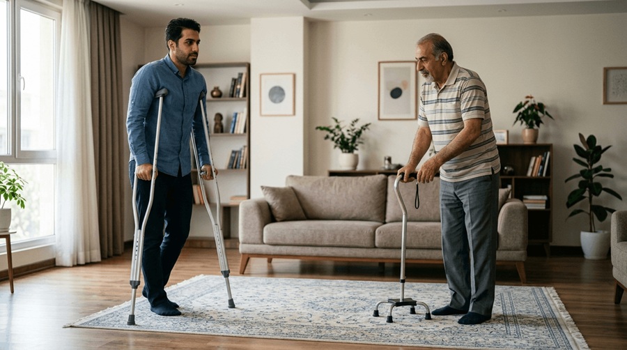 عصای زیر بغل بهتر است یا عصای چهارپایه؟