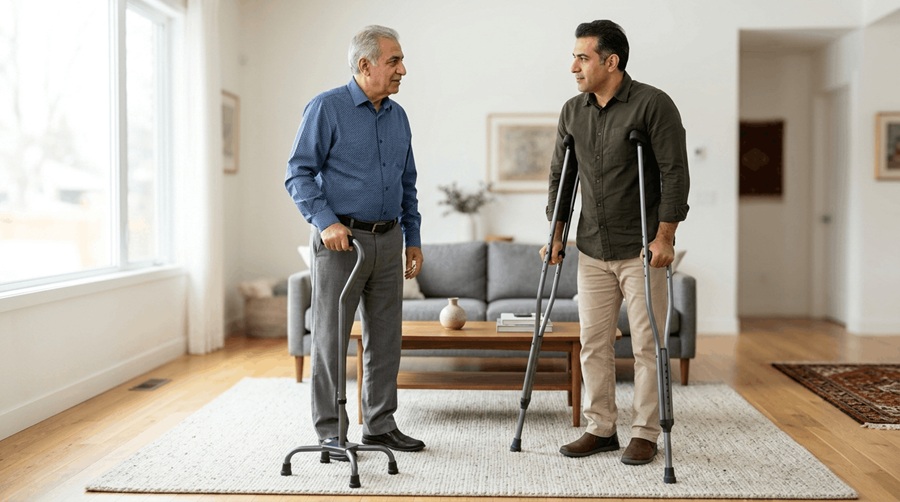 عصای زیر بغل بهتر است یا عصای چهارپایه؟